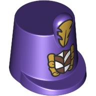 Деталь LEGO Hat / Imperial Guard Shako with Gold/White Coat of Arms (Billund), Gold Plume print, Темно-фиолетовый