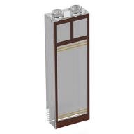 Деталь LEGO Brick 1 x 2 x 5 without Side Supports with Reddish Brown Windows, Gold Stripes print, Прозрачный бесцветный