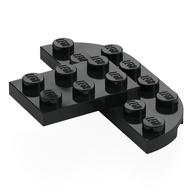 Деталь LEGO Plate Special Round Corners 2 x 6 Double with 2 x 3 Extension, Черный