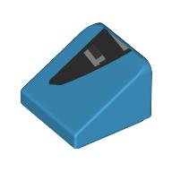 Деталь LEGO Slope 30° 1 x 1 x 2/3 (Cheese Slope) with Black Air Vent print, Темно-лазурный