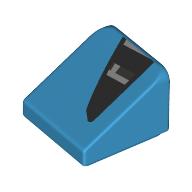 Деталь LEGO Slope 30° 1 x 1 x 2/3 (Cheese Slope) with Black Air Vent print, Темно-лазурный