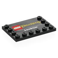Деталь LEGO Plate Special 4 x 6 with Studs on 3 Edges with 'LEGO Lord of the Rings SAURON' print, Черный