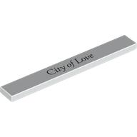 Деталь LEGO Tile 1 x 8 with 'City of Love' print, Белый