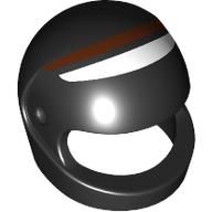 Деталь LEGO Helmet, Standard with Reddish Brown/White Eyes print (Eye), Черный