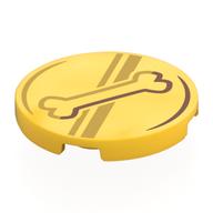 Деталь LEGO Tile Round 3 x 3 with Copper/Gold Circles, Stripes, Bone print (Dog Collar), Желтый
