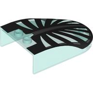 Деталь LEGO Windscreen 6 x 4 x 1 Curved with Black Curved 'Rib-cage' Print, Прозрачный светло-голубой