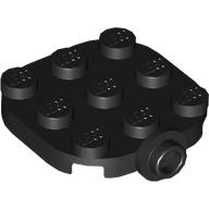 Деталь LEGO Plate Round Corners 3 x 3 with Side Stud, Черный