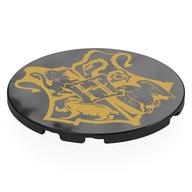 Tile Round 6 x 6 with Gold Hogwarts Symbol print