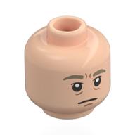 Деталь LEGO Minifig Head Xenophilius Lovegood, Dark Tan Eyebrows, Bags under Eyes, Smile / Frown, Светлый телесный