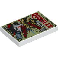 Деталь LEGO Tile 2 x 3 with Poster, 'THE QUIBBLER, THE 1 WORLD'S VOICE' print, Белый