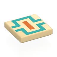 Tile 2 x 2 with Orange/Dark Turquoise Lines print