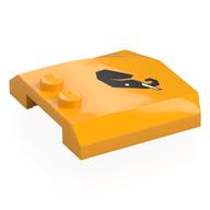 Деталь LEGO Brick Wedged, Curved Triple 4 x 4 x 2/3 with 2 Studs Black Elephant Head print, Ярко-светло-оранжевый
