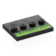 Деталь LEGO Plate Special 3 x 4 with 1 x 4 Center Studs with Bright Green/Lime Pixelated Energy print, Черный