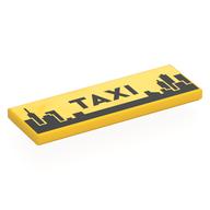 Деталь LEGO Tile 2 x 6 with black 'TAXI', City Skyline print, Желтый