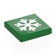 Деталь LEGO Tile 2 x 2 with White Snowflake print, Зеленый