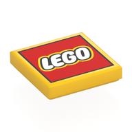 Деталь LEGO Tile 2 x 2 with LEGO Logo Type 2 Print, Желтый