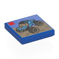 Деталь LEGO Tile 2 x 2 with LEGO Set, Monster Truck print, Голубой