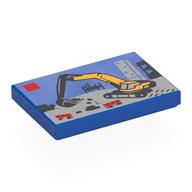Деталь LEGO Tile 2 x 3 with LEGO Set, Excavator print, Голубой