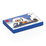 Деталь LEGO Tile 2 x 3 with LEGO Set, Arctic Train print, Голубой