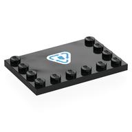 Деталь LEGO Plate Special 4 x 6 with Studs on 3 Edges with Dark Azure Paper Recycling Symbol on White Background print, Черный