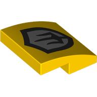 Деталь LEGO Brick Curved 2 x 2 x 2/3 with Shield, Trident on Silver Background print, Желтый