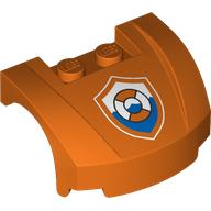 Деталь LEGO Vehicle Body, Wheel Arch / Mudguard 3 x 4 x 1 2/3 Low Profile, Curved Front with Coastguard Logo print, Красно-оранжевый