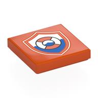 Деталь LEGO Tile 2 x 2 with Coastguard Logo print, Красно-оранжевый