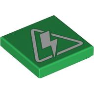 Деталь LEGO Tile 2 x 2 with White Electricity print, Зеленый