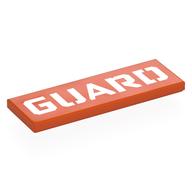 Деталь LEGO Tile 2 x 6 with White 'GUARD' print, Красно-оранжевый