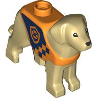 Animal, Dog, Standing with Reddish Orange Vest, Dark Blue Coastguard Logo print