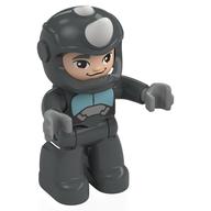 Деталь LEGO Duplo Figure Rhino, White Horn, Light Nougat Face, Armour Plating print, Жемчужный титановый