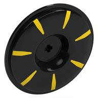 Деталь LEGO Wheel Cover for Wheel 34 x 56 with Yellow Stripes print, Черный