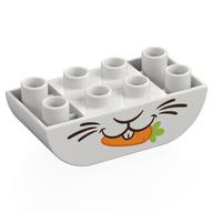 Деталь LEGO Duplo Brick 2 x 4 Curved Bottom, Rabbit Mouth Print, Белый