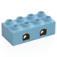 Деталь LEGO Duplo Brick 2 x 4, Eyes Print, Средне-лазурный