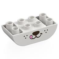Деталь LEGO Duplo Brick 2 x 4 Curved Bottom, Dog Mouth Print, Белый