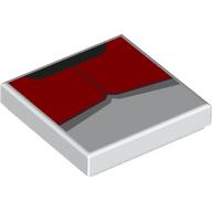 Деталь LEGO Tile 2 x 2 with Red/Light Bluish Grey Shapes (Clone Trooper Chest) print, Белый