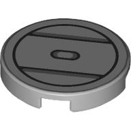 Деталь LEGO Tile Round 2 x 2 with Black Circle, Lines print, Светлый сине-серый