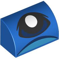 Деталь LEGO Brick Curved 1 x 2 x 1 No Studs with Dark Blue Eye, White Pupil print, Голубой
