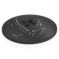 Деталь LEGO Dish 8 x 8 Inverted [Radar], Solid Studs with Mudhorn Skull Symbol print, Жемчужный титановый