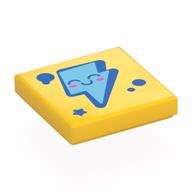 Деталь LEGO Tile 2 x 2 with Blue and Bright Light Blue Lightning Bolt, Face print, Желтый