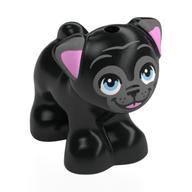 Деталь LEGO Animal, Dog, Pug with Dark Bluish Grey Face, Bright Light Blue, Bright Pink Ears print, Черный