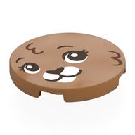 Деталь LEGO Tile Round 3 x 3 with Bunny Face, White Nose print, Средне-темный телесный