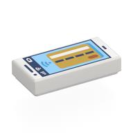Деталь LEGO Tile 1 x 2 with Smart Phone, Credit/Debit Card Screen print, Белый