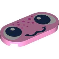 Tile Round 2 x 4 with Face, Dark Pink Spots print