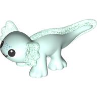 Деталь LEGO Animal, Axolotl with Opal Trans-Blue Tail, Ears Pattern, Face print, Светлый морской волны