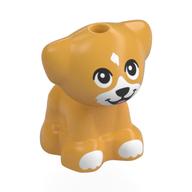 Деталь LEGO Animal, Dog Pup with White Face, Paws, Black Eyes, Nose print, Охристо-желтый