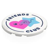 Деталь LEGO Tile Round 6 x 6 with Dark Pink Heart, Bright Light Blue Star, Dark Blue 'FRIENDS FOREVER' print, Белый