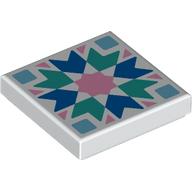 Деталь LEGO Tile 2 x 2 with Bright Pink/Blue/Dark Turquoise/Bright Blue Mosaic print, Белый