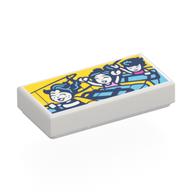 Деталь LEGO Tile 1 x 2 with Photo of Liann, Autumn, Leo on Roller Coaster print, Белый