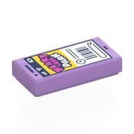 Деталь LEGO Tile 1 x 2 with Phone Screen, Bright Pink/White 'HEART LAKE PARK' Ticket, Barcode print, Средне-лавандовый
